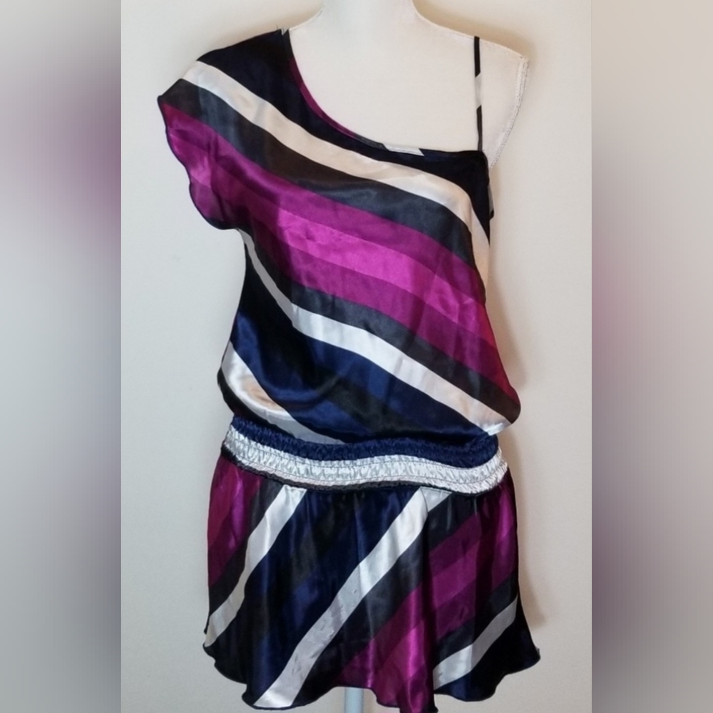 CHARLOTTE RUSSE striped one shoulder blouse